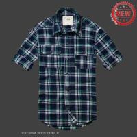 heren abercrombie fitch plaid lang overhemd wit diepblauw zwart Sport Novel sb5os628